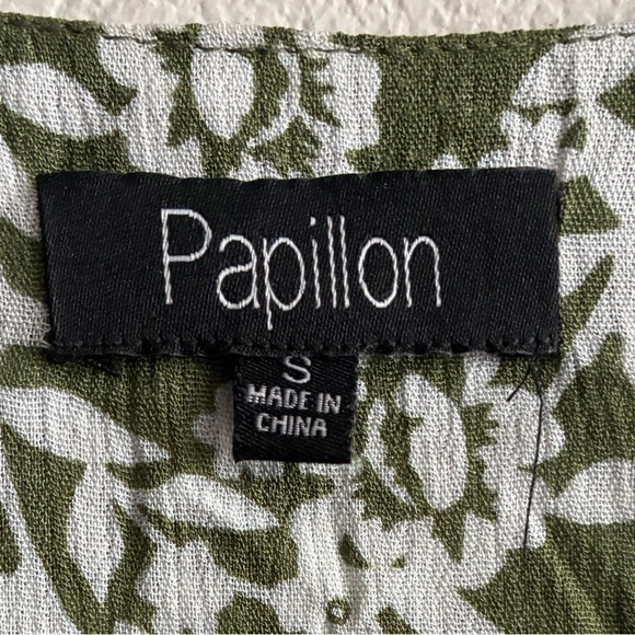 Papillon Wrap Green and White Ruffled Midi Dress S - Picture 12 of 16